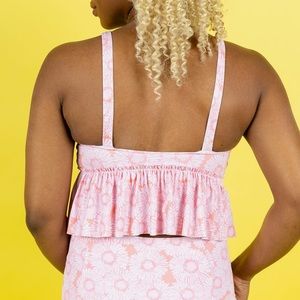 NWT Kortni Jeane V-Neck Swim Top Color: Pink Daisy Size: Large